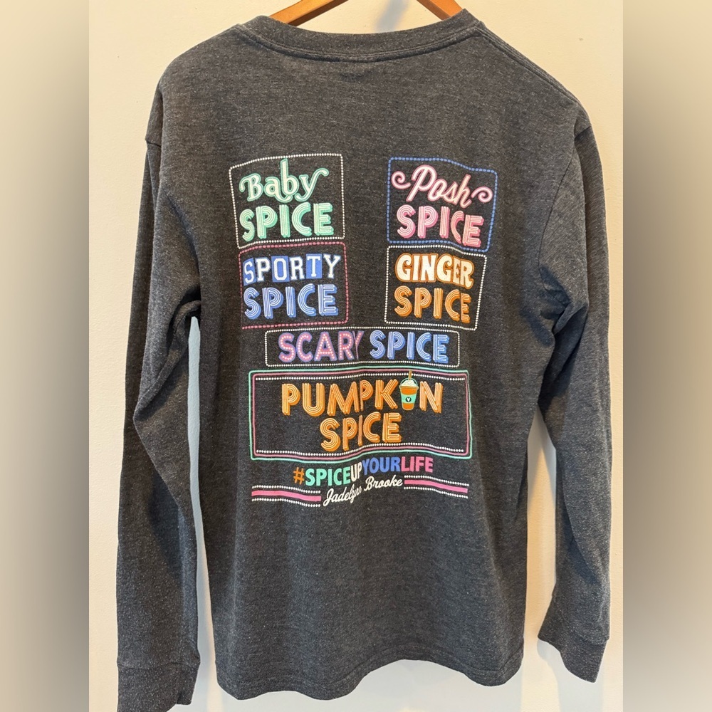 Jadelynn Brooke Pumpkin Spice Long Sleeve V Neck Graphic Tee M